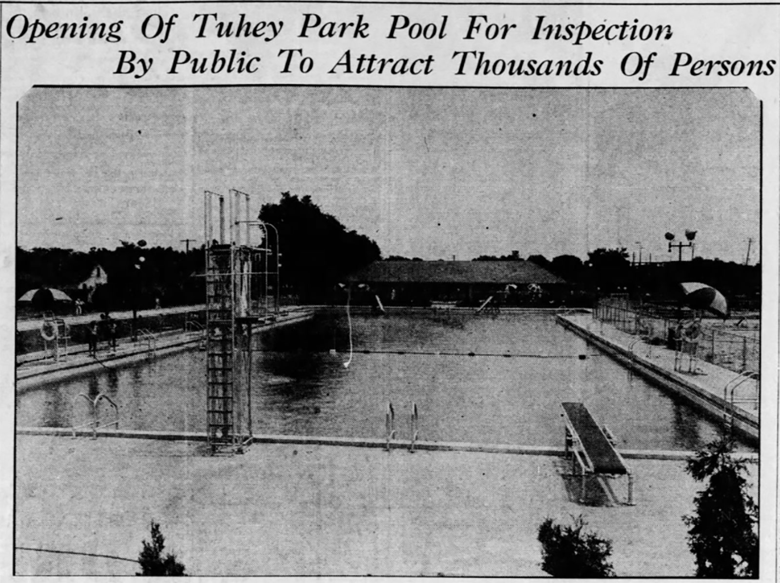 Tuhey Pool Opening - Image from the Muncie Sunday Star, July 15, 1934